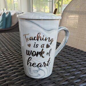 NWT Teacher mug with cover and spoon